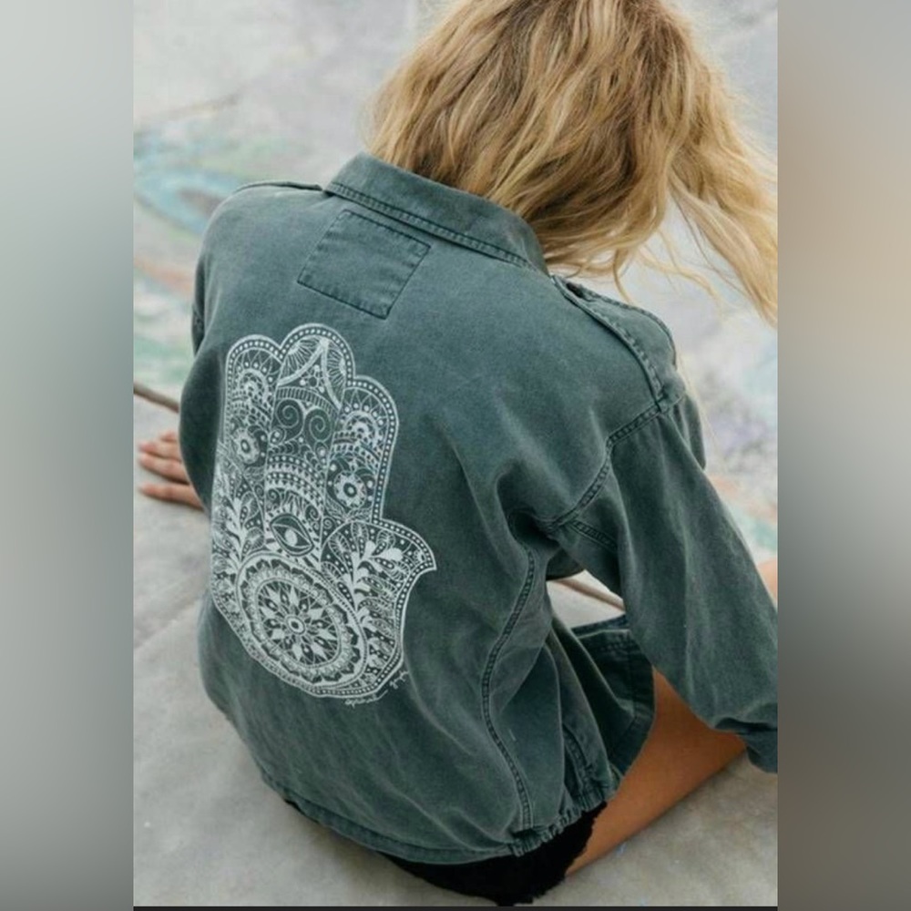 Spiritual Gangster Hamsa Field Jacket Cotton Karma Olive Green Medium